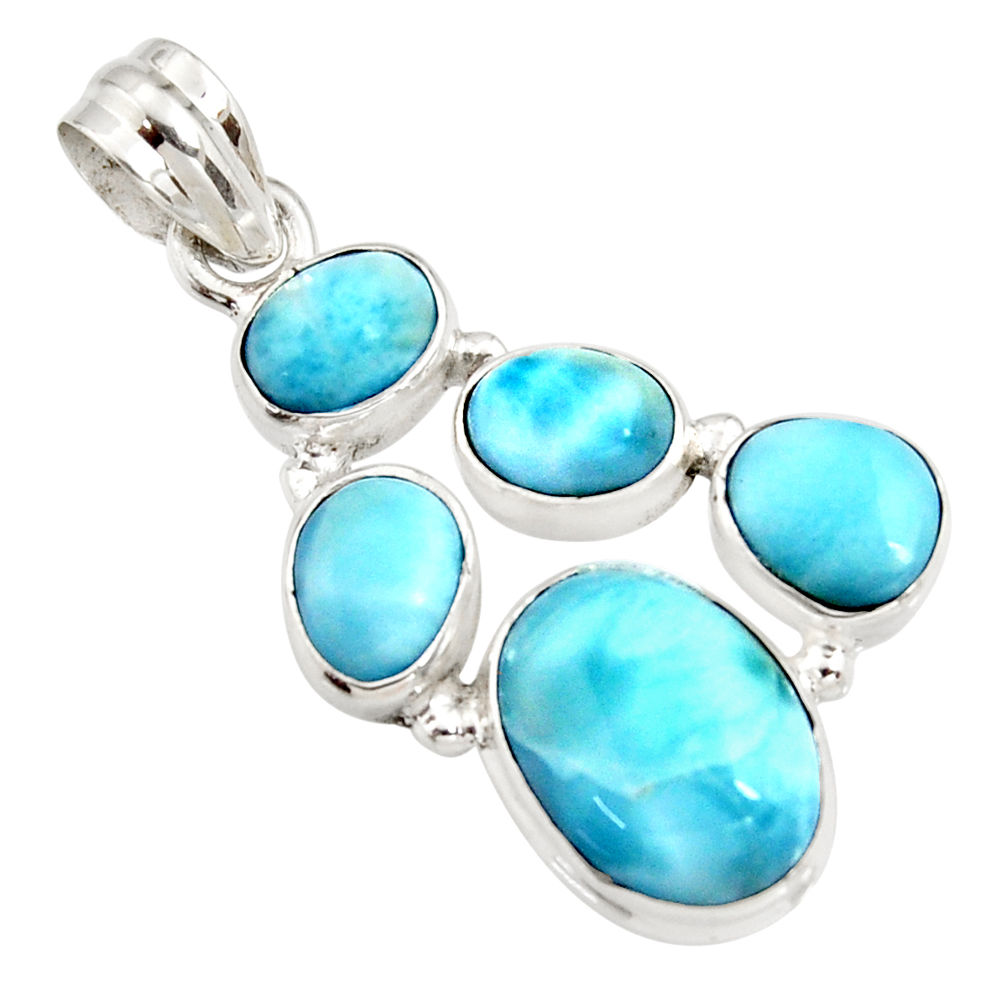 15.33cts natural blue larimar 925 sterling silver pendant jewelry r11299