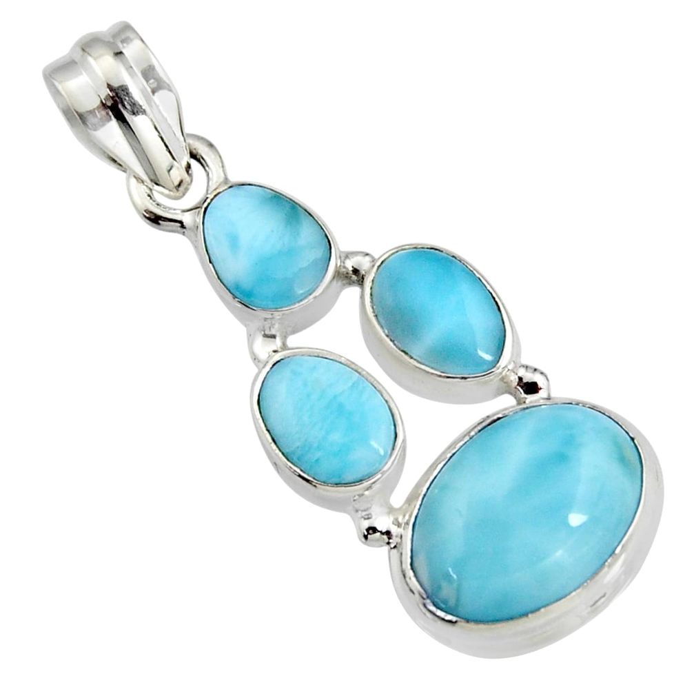 10.37cts natural blue larimar 925 sterling silver pendant jewelry r11301