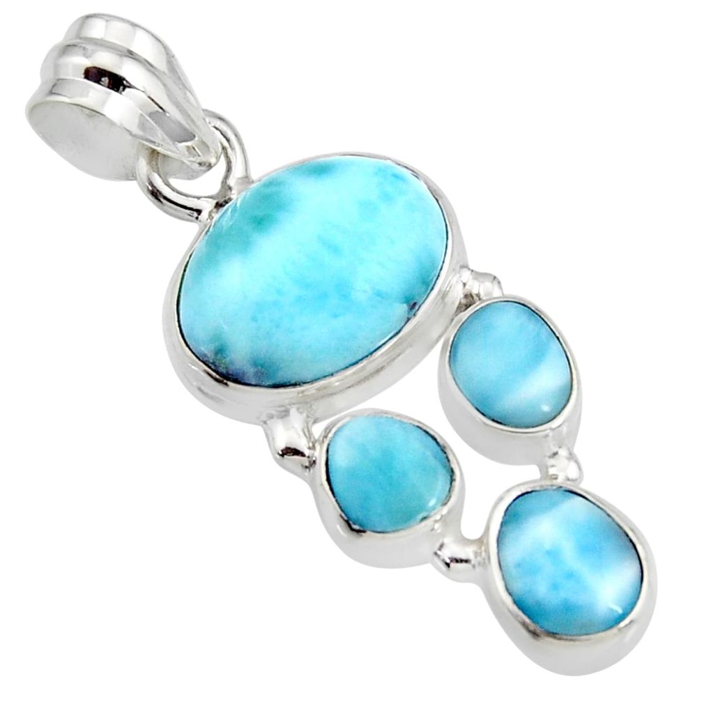 10.02cts natural blue larimar 925 sterling silver pendant jewelry r11302