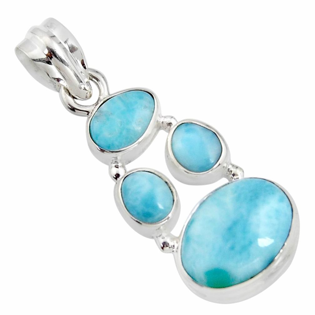10.57cts natural blue larimar 925 sterling silver pendant jewelry r11304