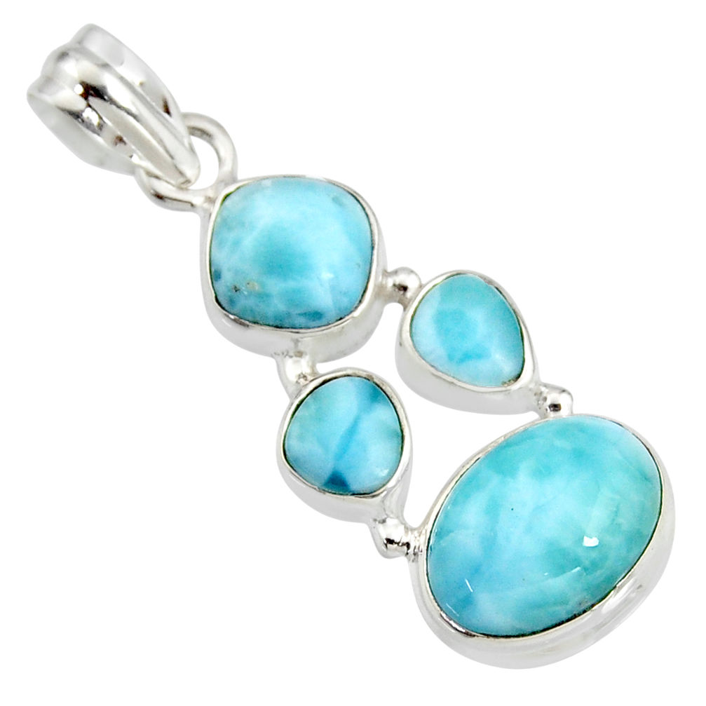 925 sterling silver 11.66cts natural blue larimar oval pendant jewelry r11305