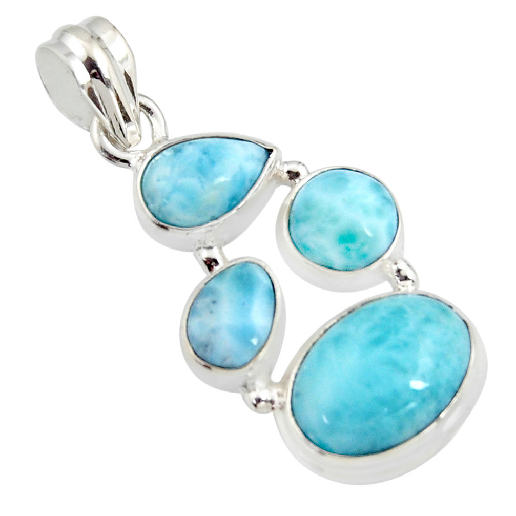 11.93cts natural blue larimar 925 sterling silver pendant jewelry r11309