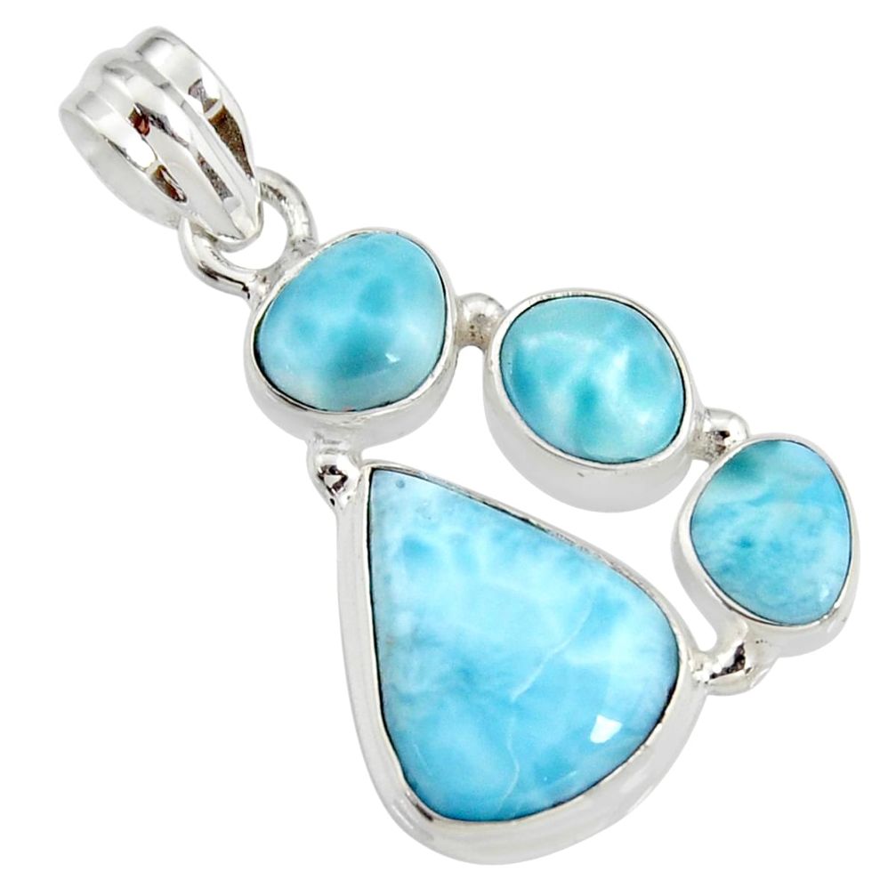 14.12cts natural blue larimar 925 sterling silver pendant jewelry r11313