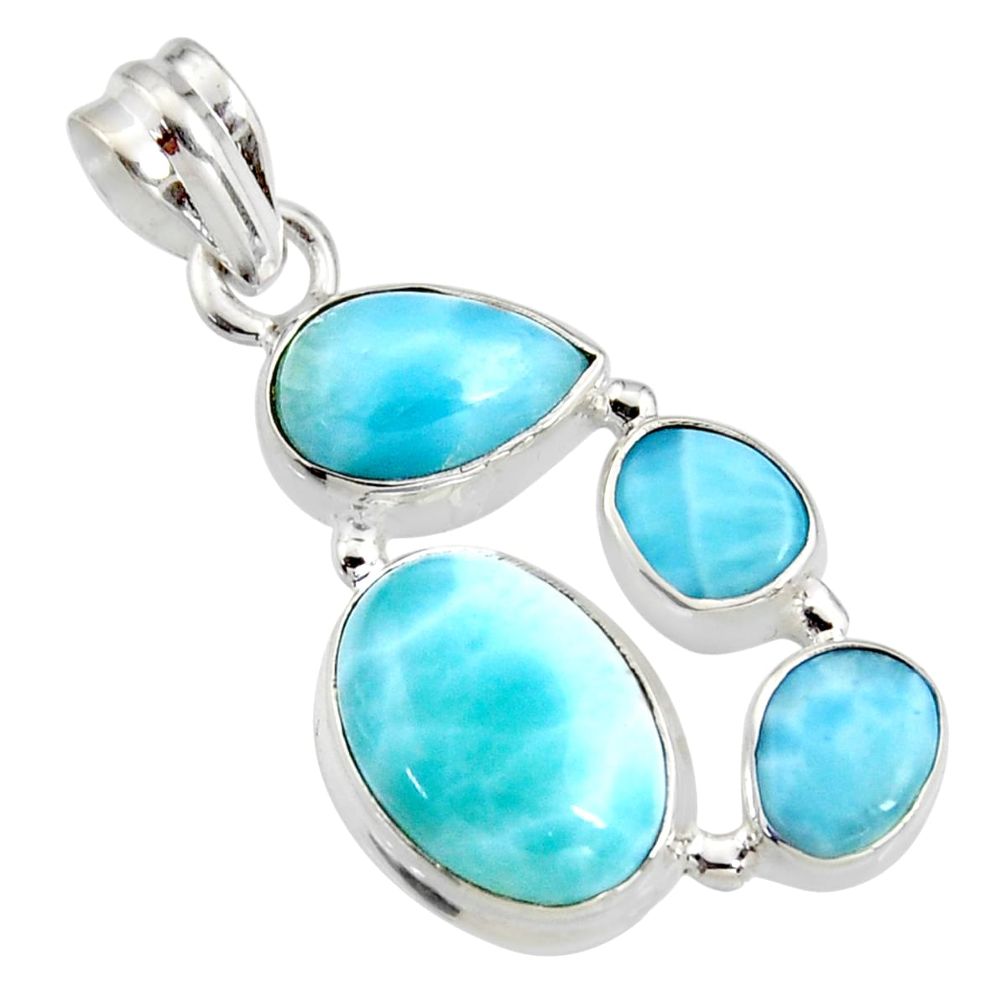 13.69cts natural blue larimar 925 sterling silver pendant jewelry r11314