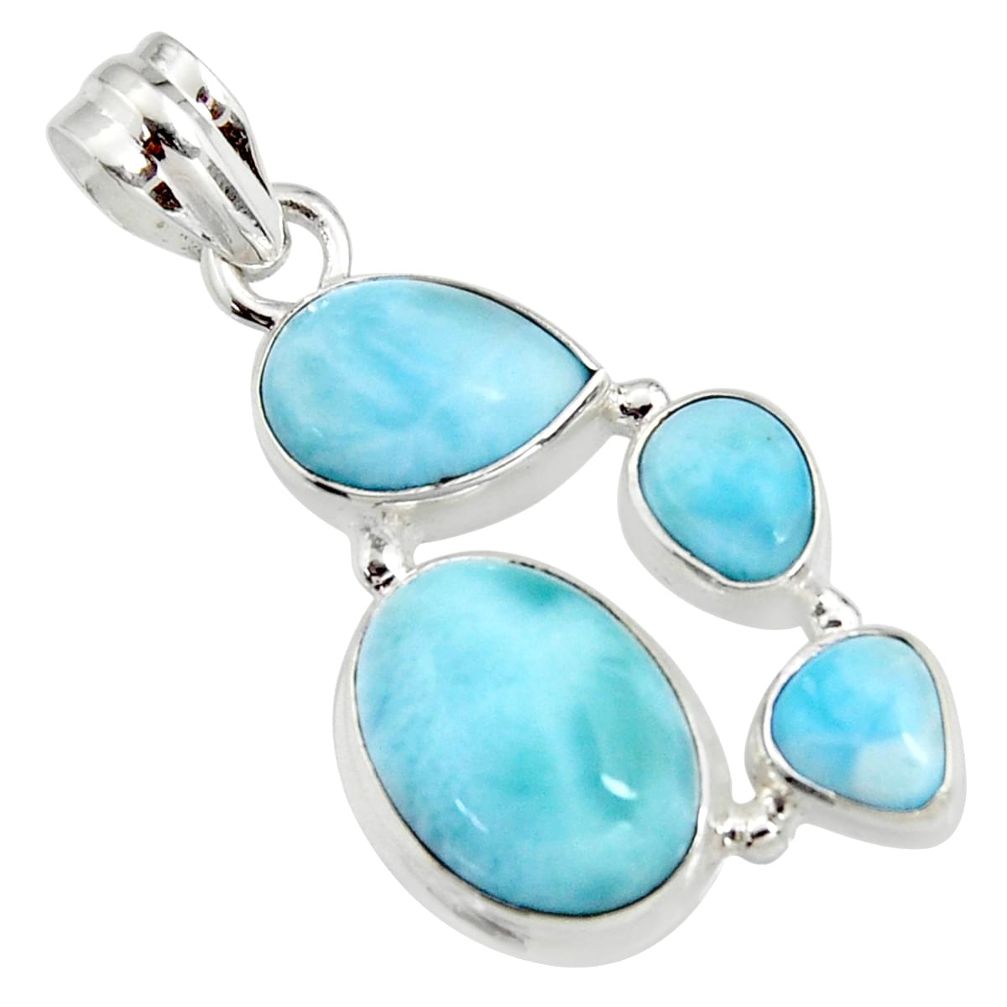 14.12cts natural blue larimar 925 sterling silver pendant jewelry r11315