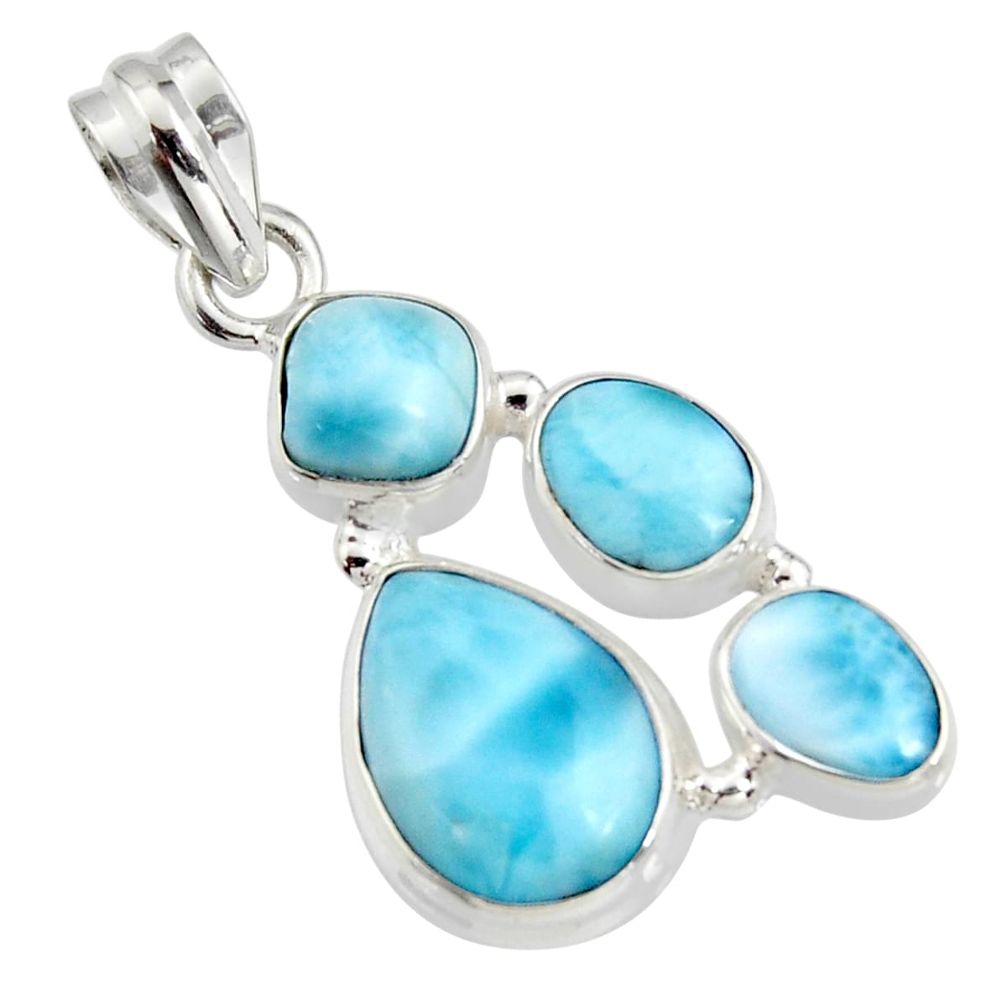 925 sterling silver 13.28cts natural blue larimar pendant jewelry r11316