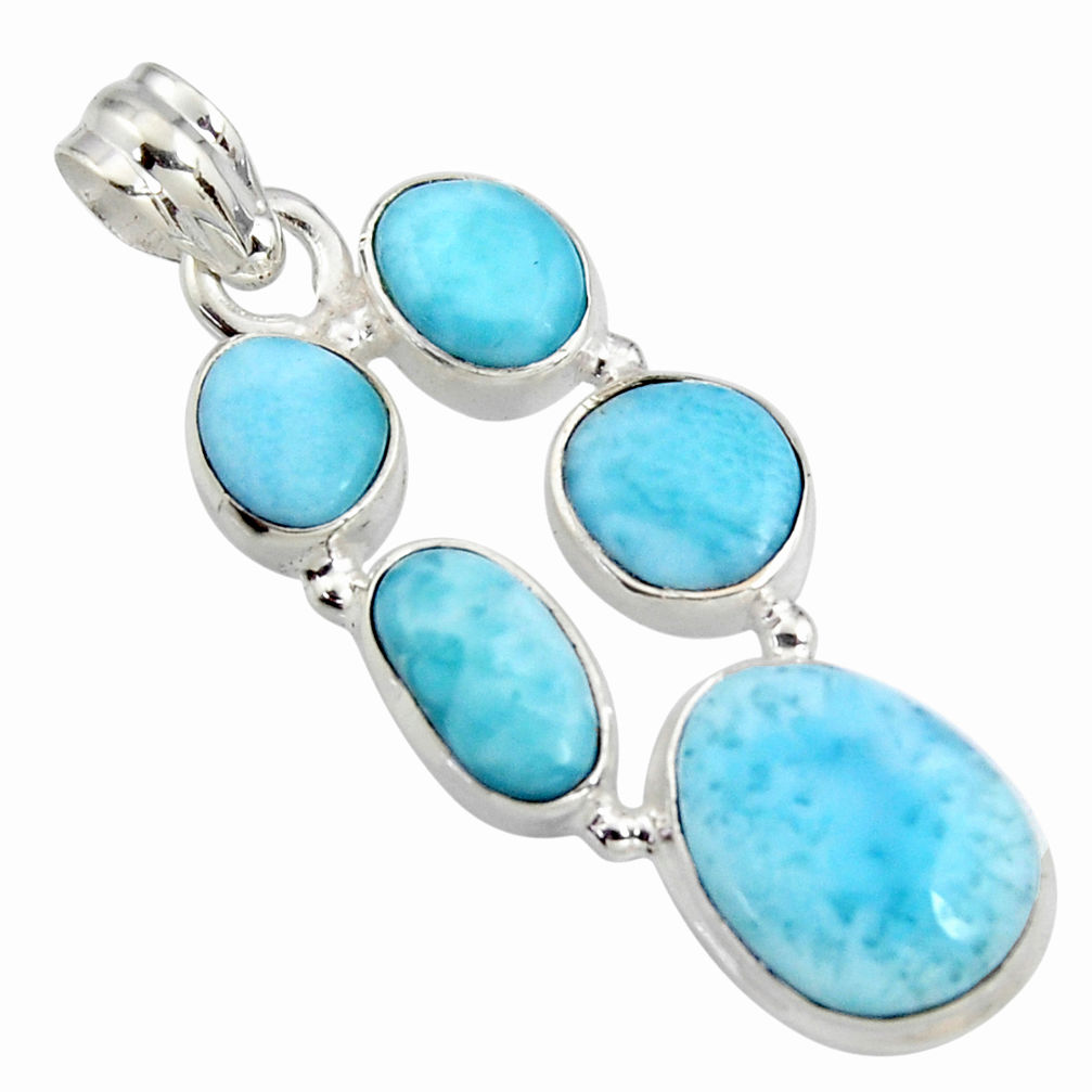 925 sterling silver 16.44cts natural blue larimar fancy pendant jewelry r11327