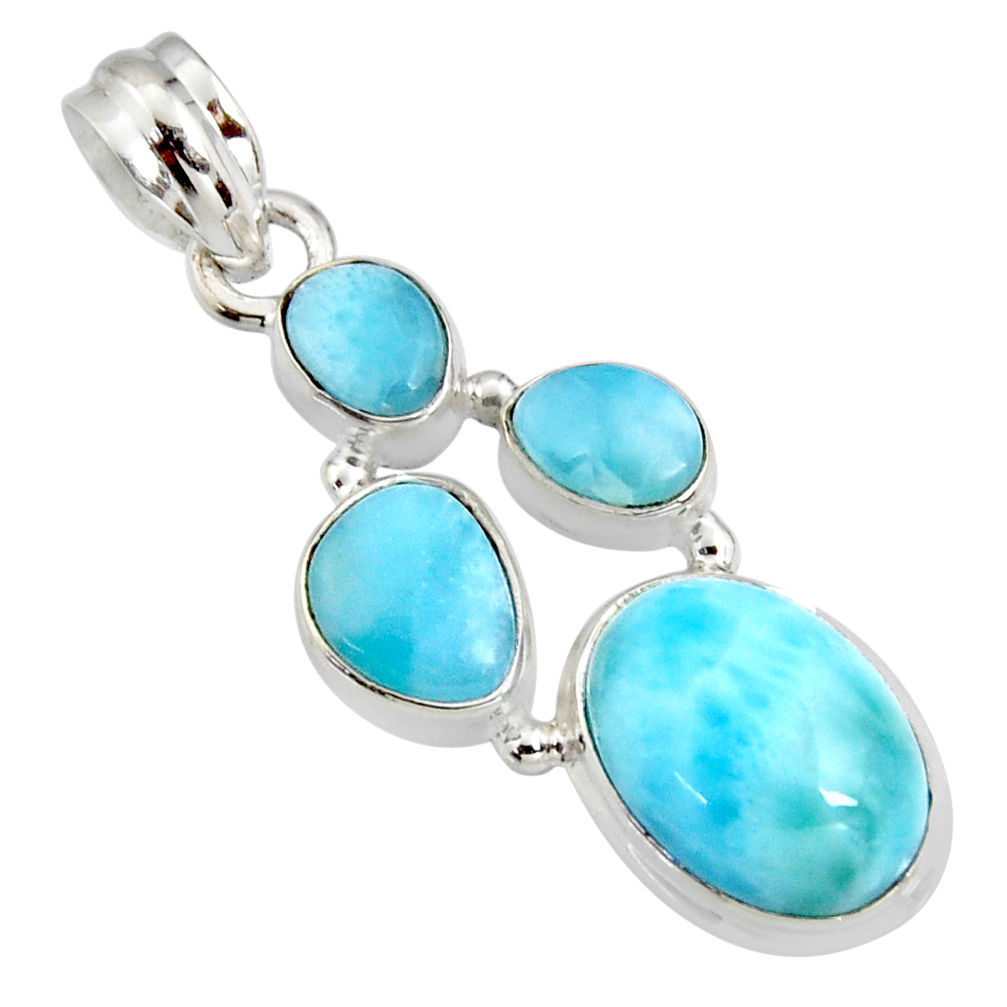 925 sterling silver 11.66cts natural blue larimar oval pendant jewelry r11330