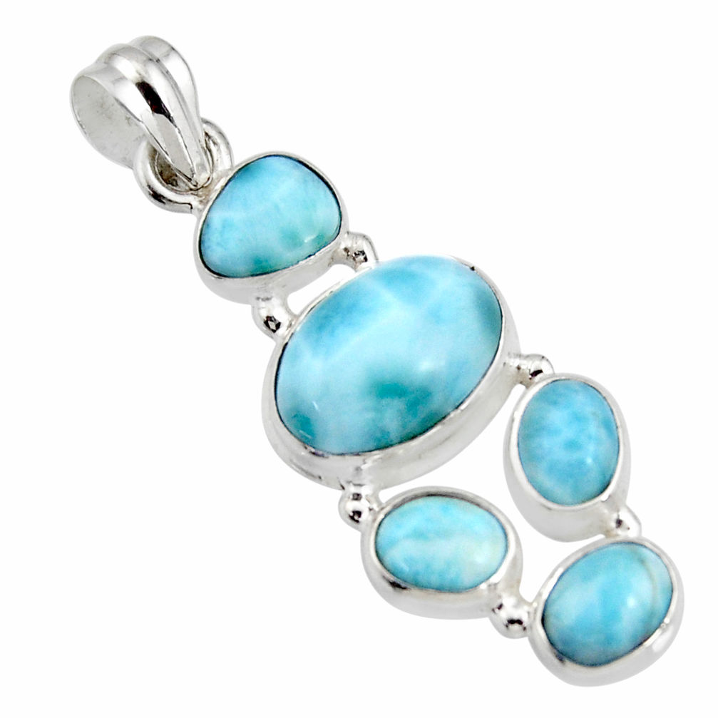 12.34cts natural blue larimar 925 sterling silver pendant jewelry r11332