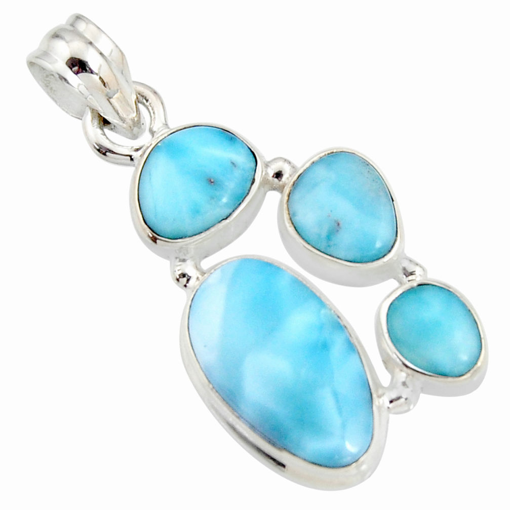 925 sterling silver 12.04cts natural blue larimar fancy pendant jewelry r11337