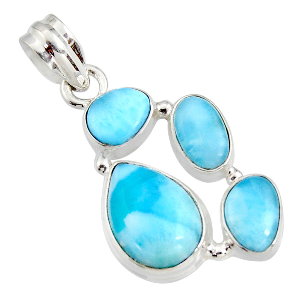 13.59cts natural blue larimar 925 sterling silver pendant jewelry r11338