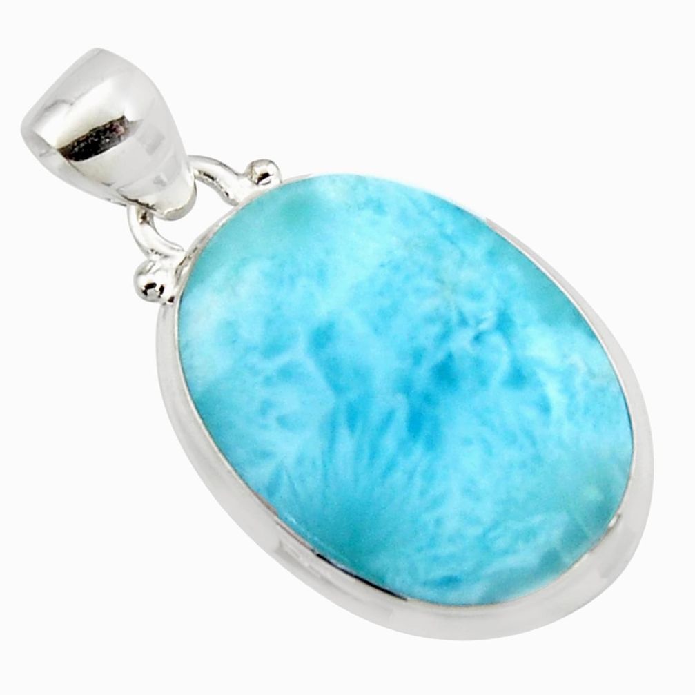 15.65cts natural blue larimar 925 sterling silver pendant jewelry r11761