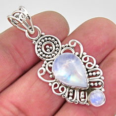 6.31cts natural rainbow moonstone 925 sterling silver pendant jewelry r11848