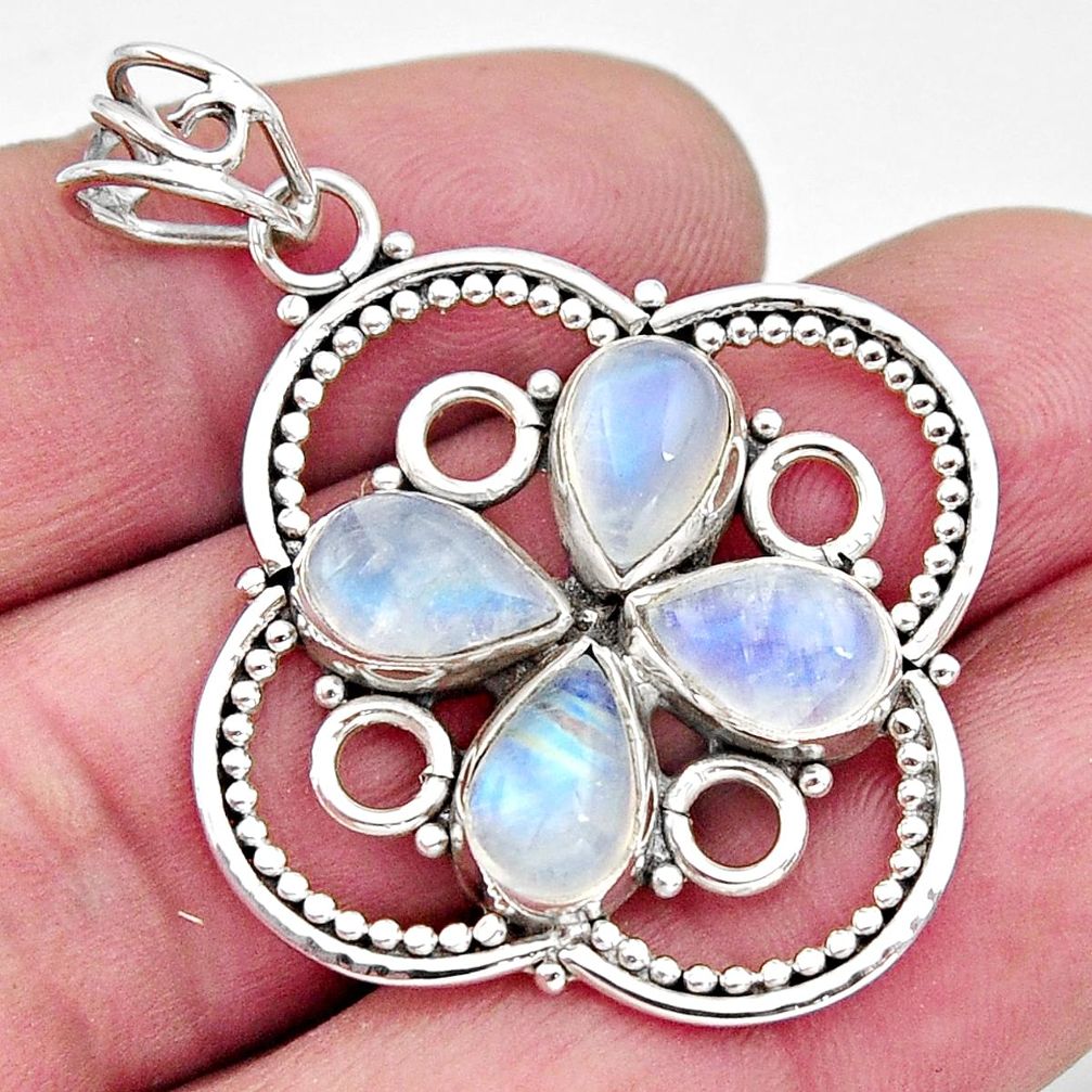 925 sterling silver 8.65cts natural rainbow moonstone pear pendant r11864
