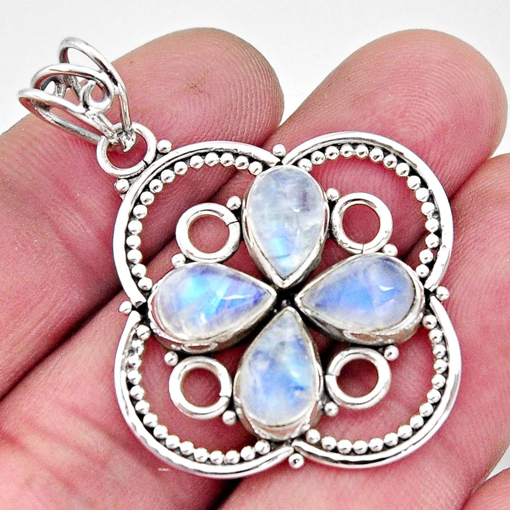 8.65cts natural rainbow moonstone 925 sterling silver pendant jewelry r11865