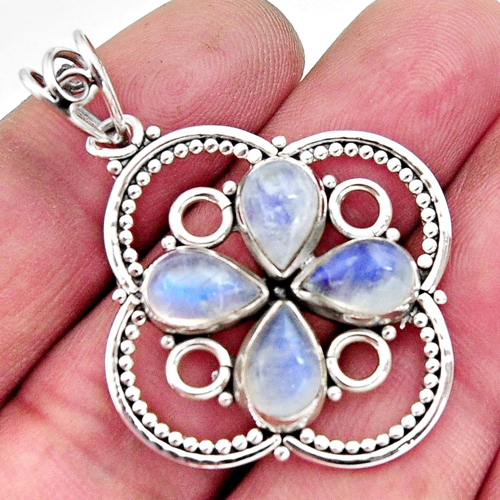 8.65cts natural rainbow moonstone 925 sterling silver pendant jewelry r11869