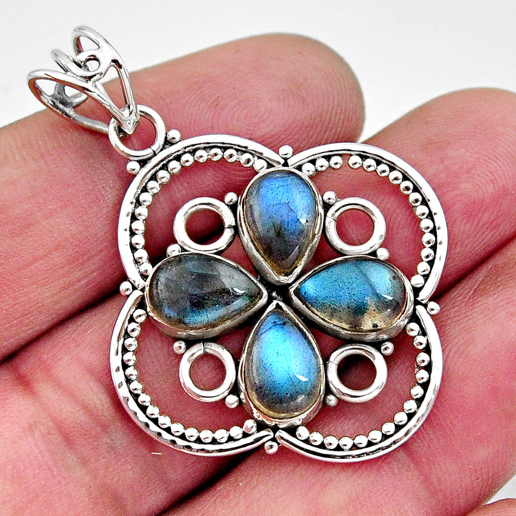 925 sterling silver 8.65cts natural blue labradorite pendant jewelry r11872