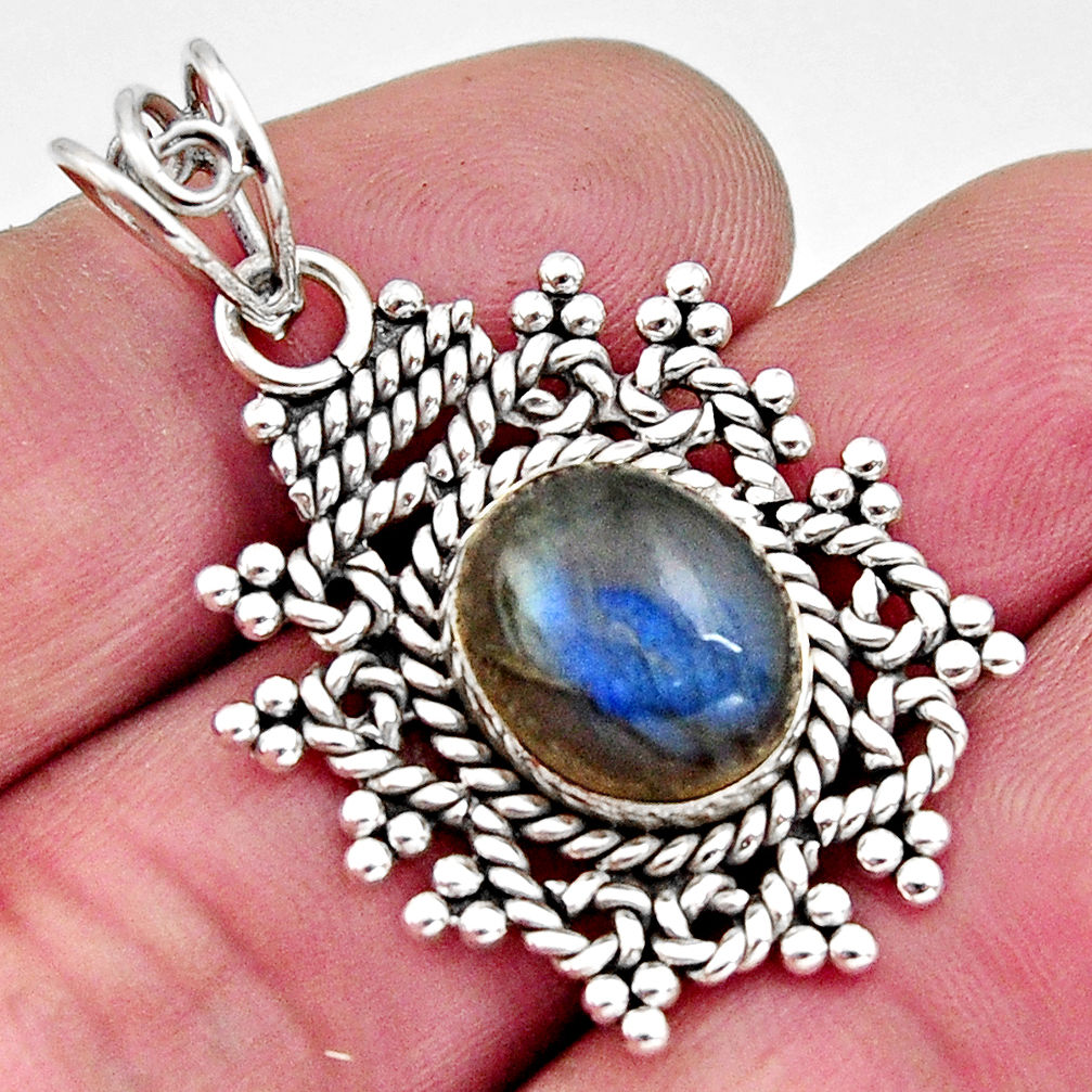 4.82cts natural blue labradorite 925 sterling silver pendant jewelry r11877