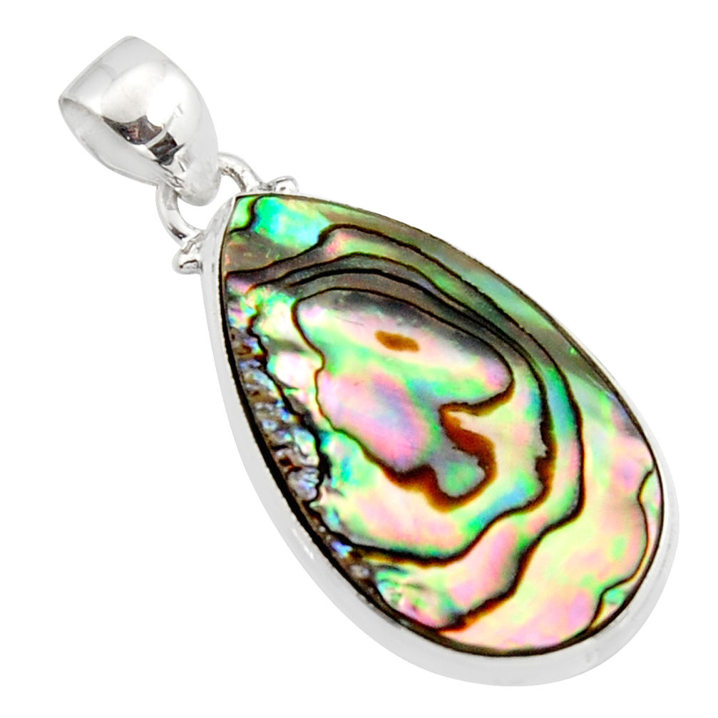 13.87cts natural green abalone paua seashell 925 sterling silver pendant r11888