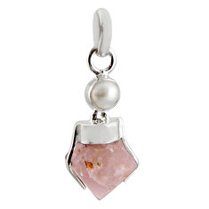 10.05cts natural pink beta quartz pearl 925 sterling silver pendant r12382