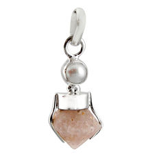 925 sterling silver 9.72cts natural pink beta quartz fancy pearl pendant r12389