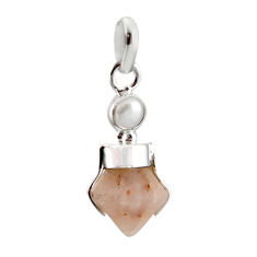 10.08cts natural pink beta quartz white pearl 925 sterling silver pendant r12399