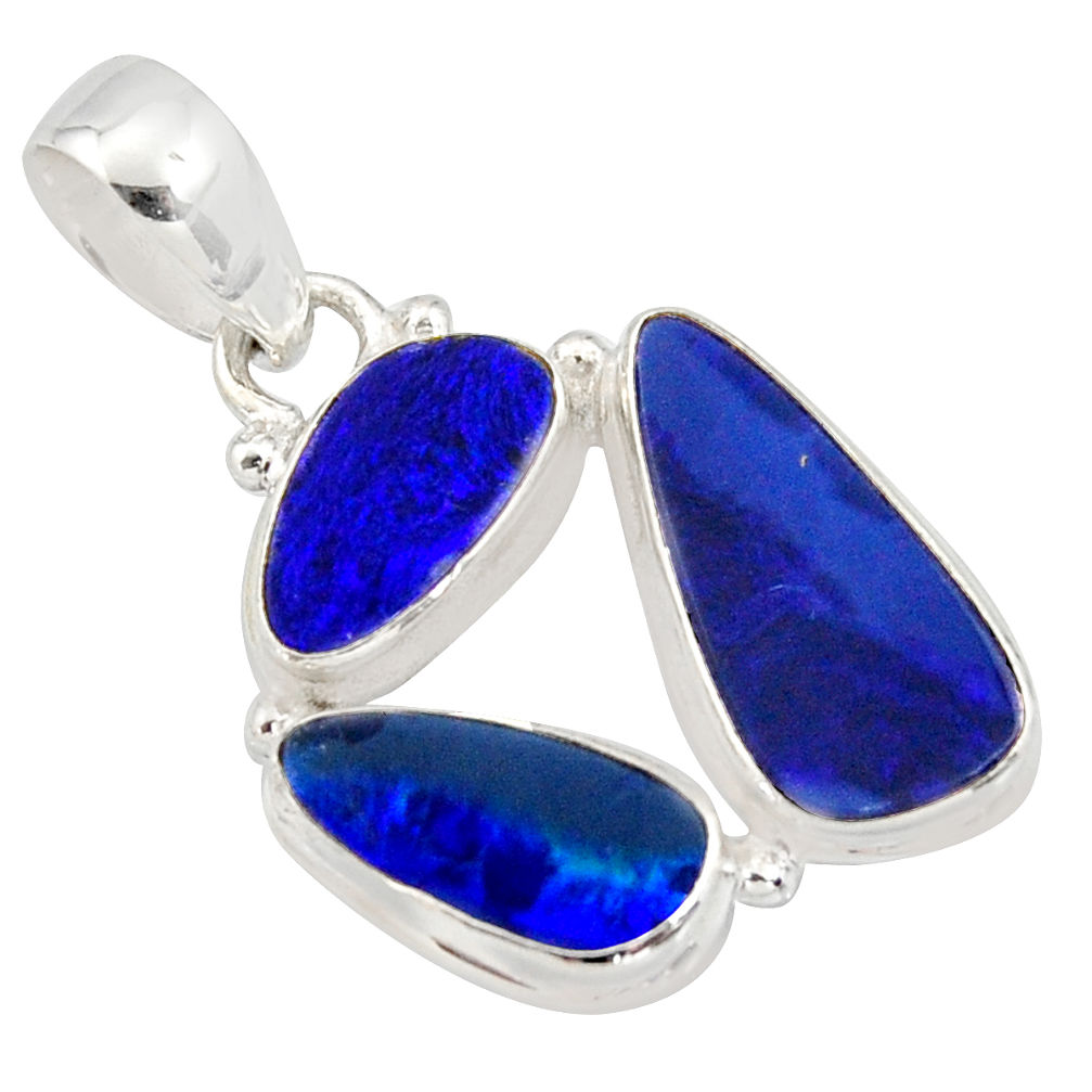 12.52cts natural blue doublet opal australian 925 sterling silver pendant r12605