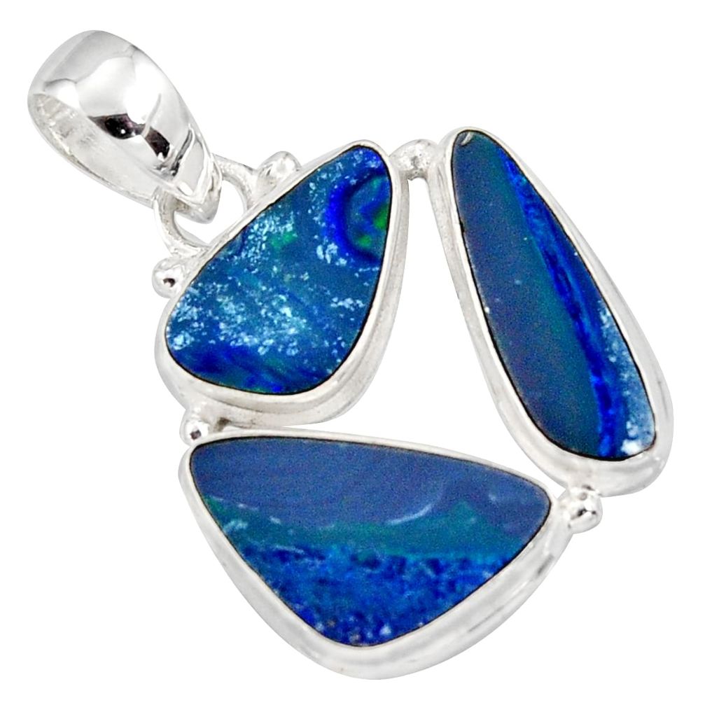925 silver 12.36cts natural blue doublet opal australian fancy pendant r12608