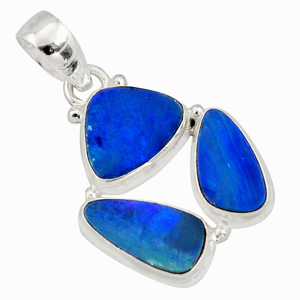 12.91cts natural blue doublet opal australian 925 sterling silver pendant r12612