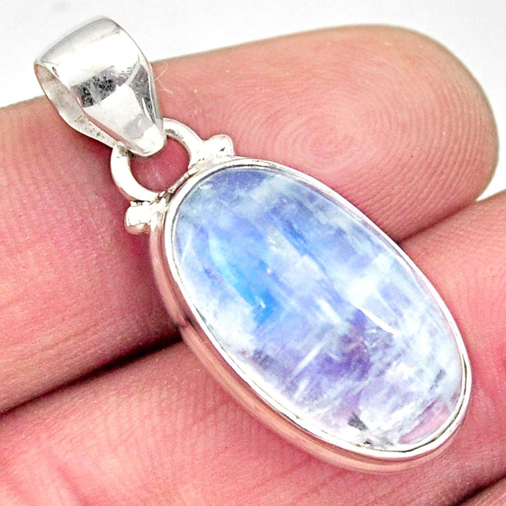 925 sterling silver 13.15cts natural rainbow moonstone oval pendant r12640