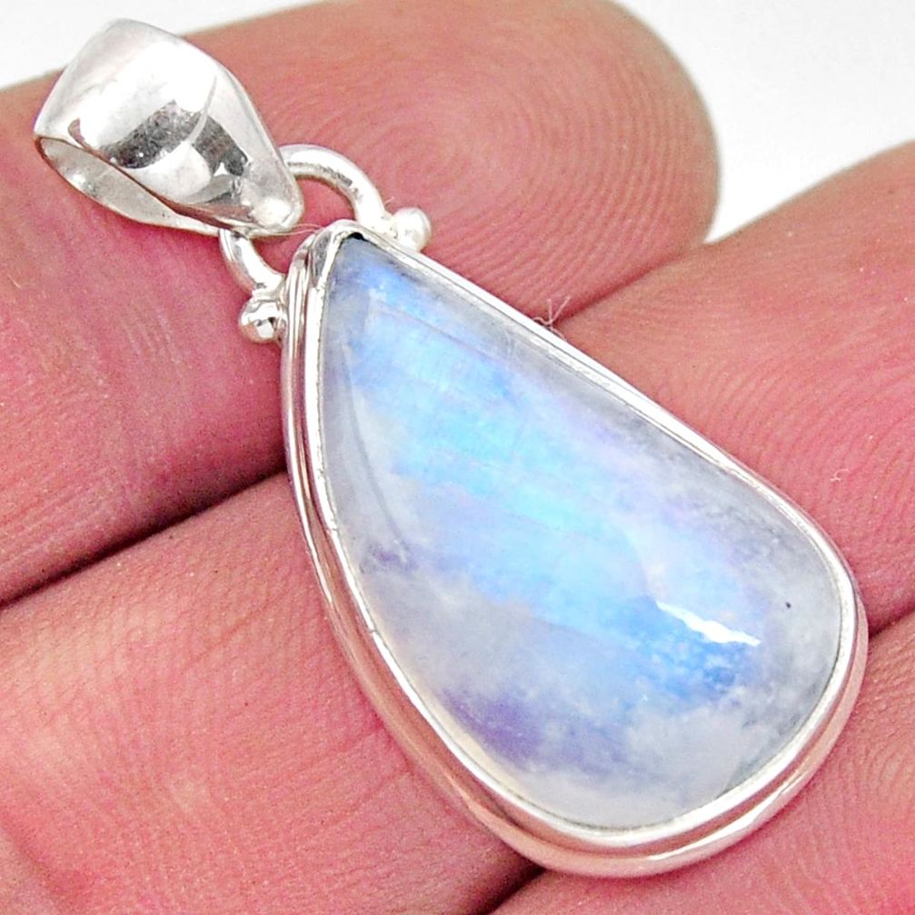 13.87cts natural rainbow moonstone 925 sterling silver pendant jewelry r12649