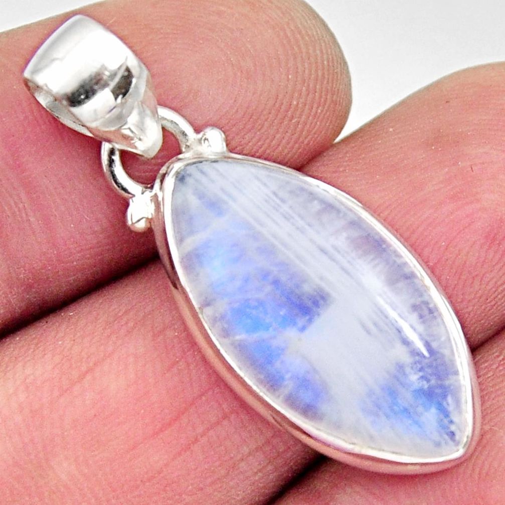 12.22cts natural rainbow moonstone 925 sterling silver pendant jewelry r12651