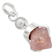 9.72cts natural pink beta quartz white pearl 925 sterling silver pendant r12662