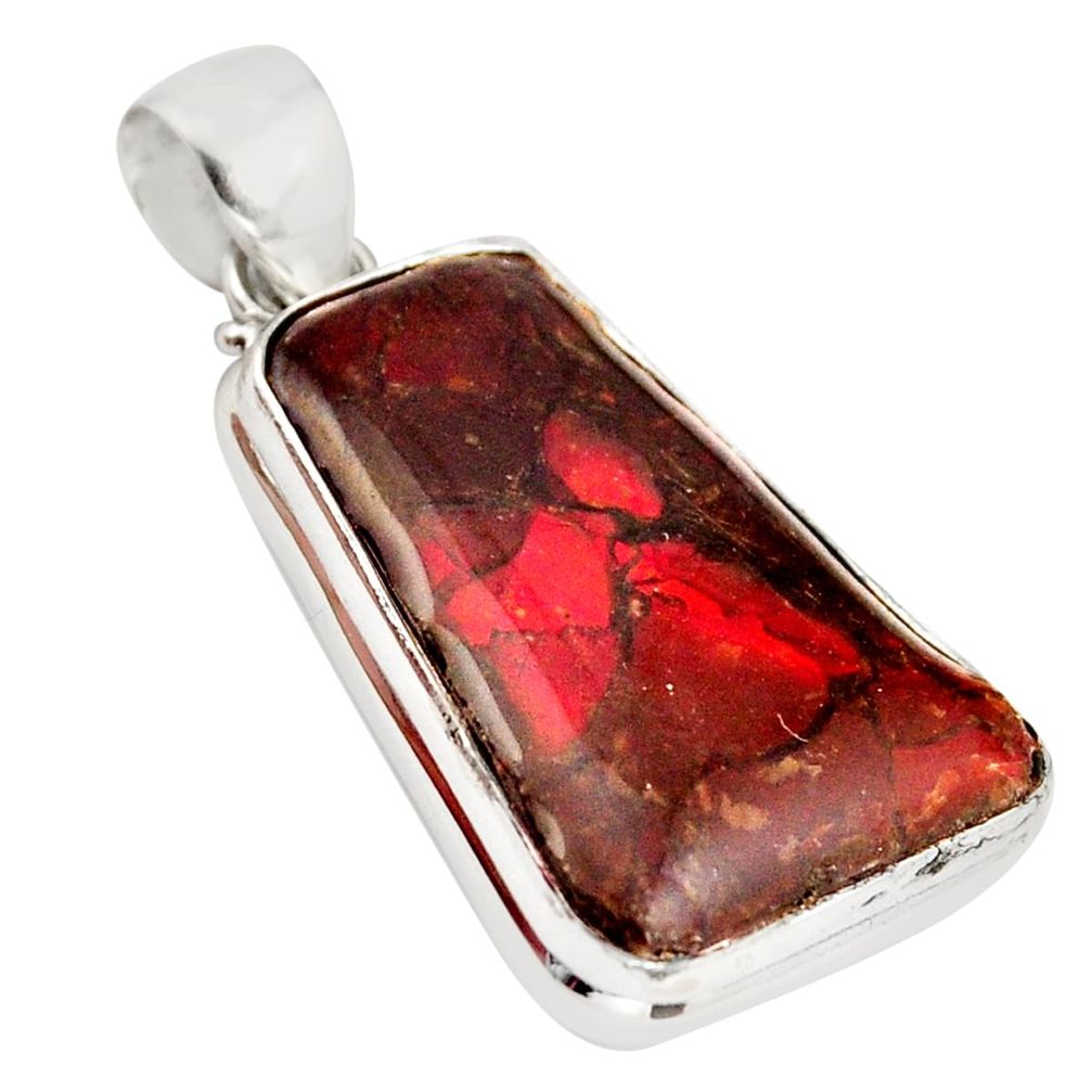 925 silver 18.70cts natural multi color ammolite (canadian) fancy pendant r12764