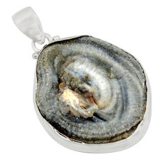 925 silver 25.00cts natural grey desert druzy (chalcedony rose) pendant r12787