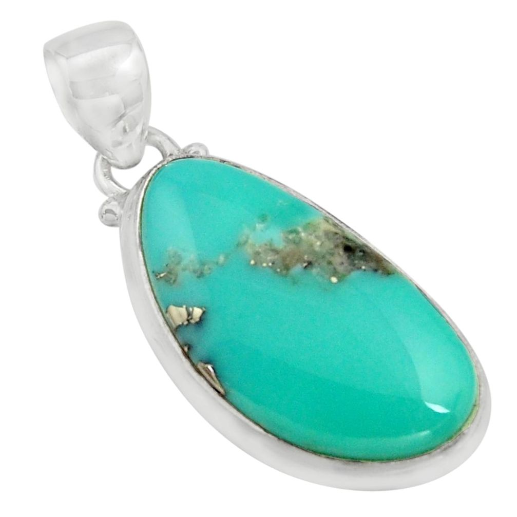 925 sterling silver 14.72cts natural green campitos turquoise pendant r12814