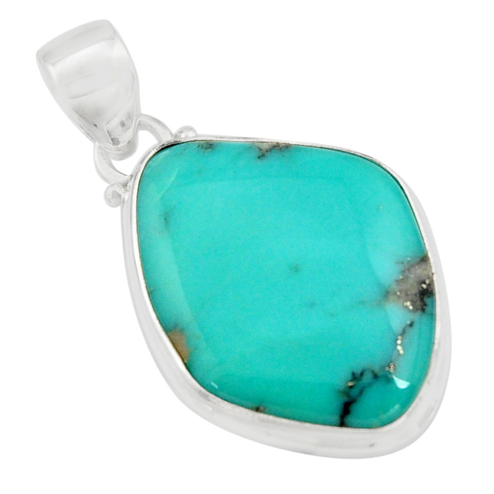 925 sterling silver 15.65cts natural green campitos turquoise pendant r12817