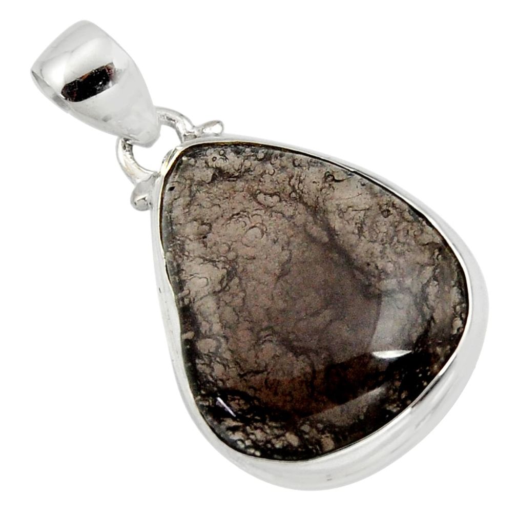 925 sterling silver 16.73cts natural brown agni manitite fancy pendant r12844