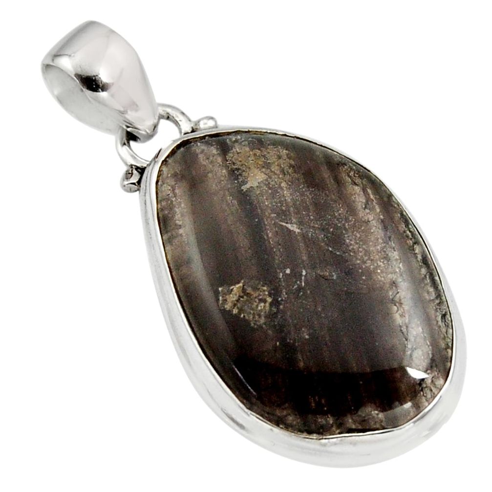 925 sterling silver 17.22cts natural brown agni manitite fancy pendant r12850