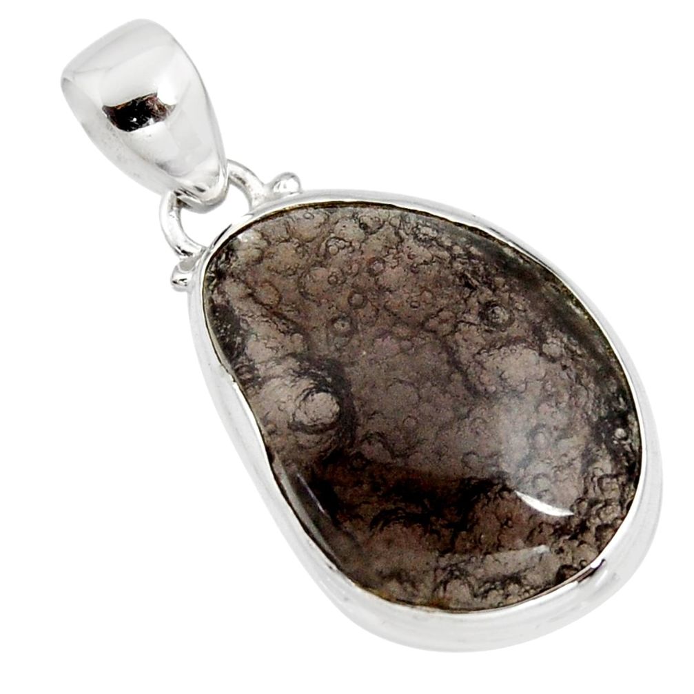 925 sterling silver 16.70cts natural brown agni manitite fancy pendant r12856