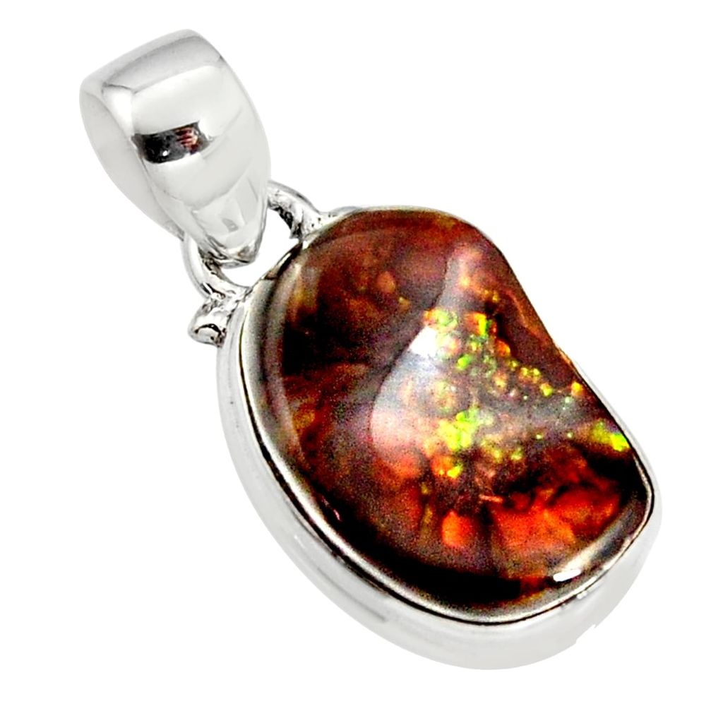 12.05cts natural multi color mexican fire agate 925 silver pendant r12869