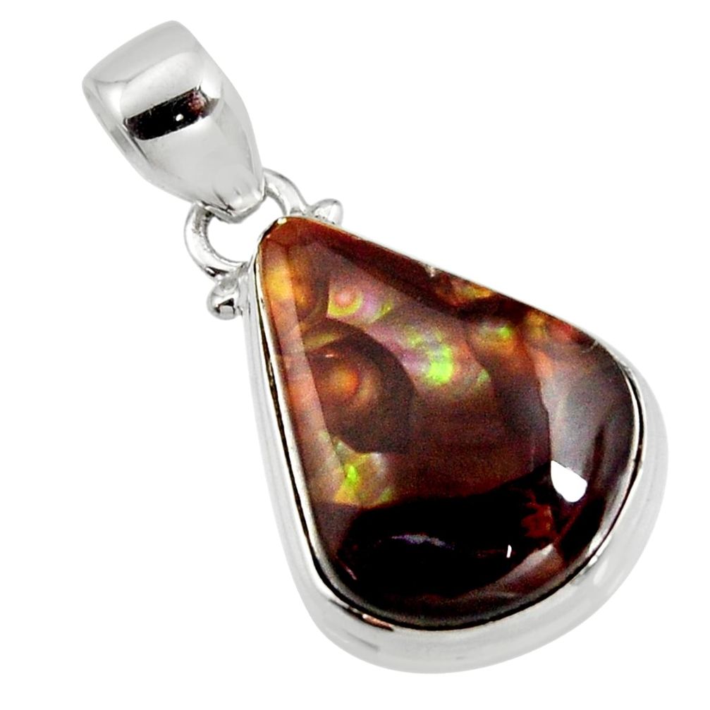 13.66cts natural multi color mexican fire agate 925 silver pendant r12878