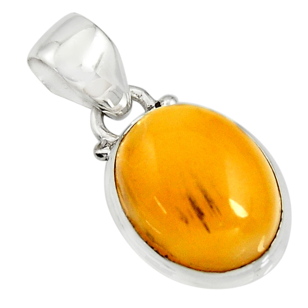 8.35cts natural yellow amber bone 925 sterling silver pendant jewelry r12883