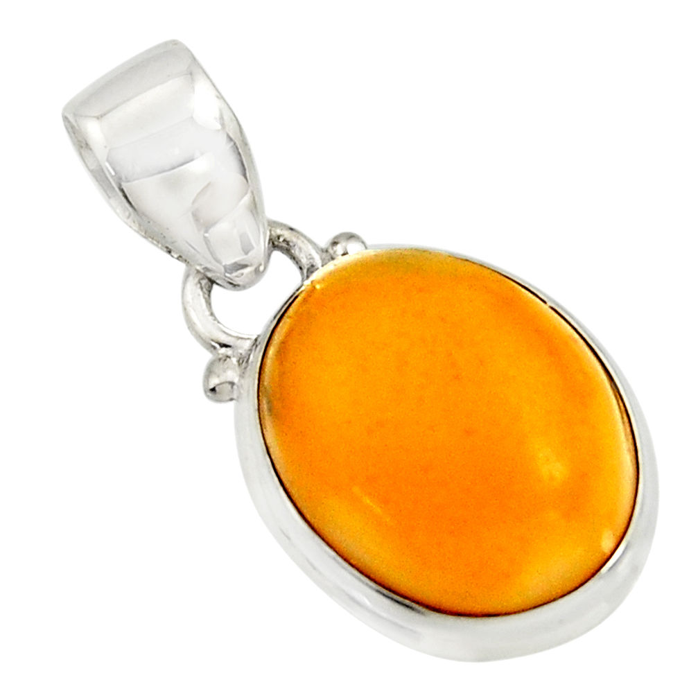 925 sterling silver 8.35cts natural yellow amber bone oval pendant r12884