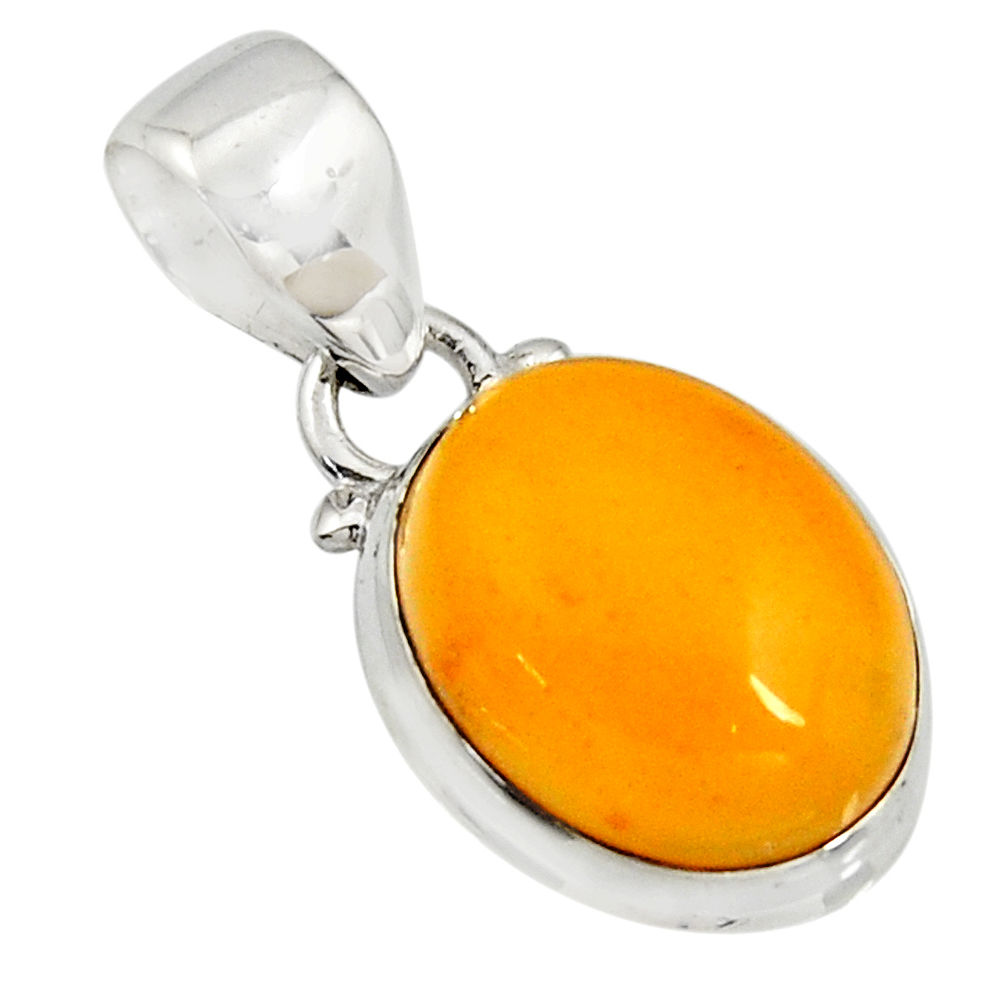 7.63cts natural yellow amber bone 925 sterling silver pendant jewelry r12885