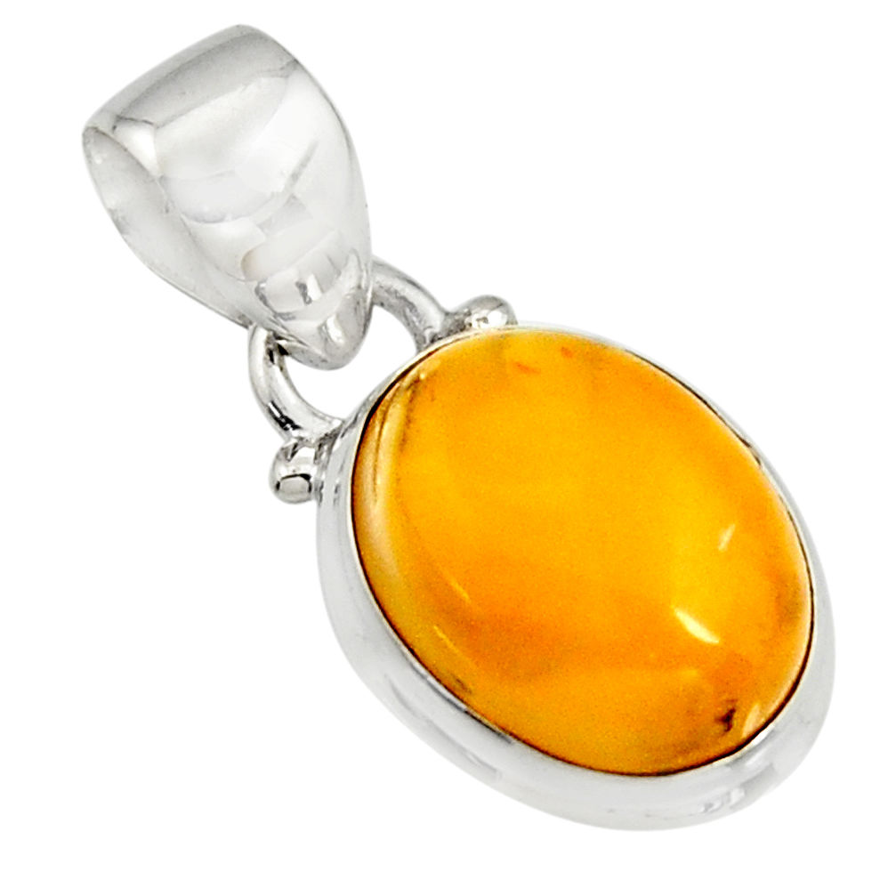 5.74cts natural yellow amber bone 925 sterling silver pendant jewelry r12886