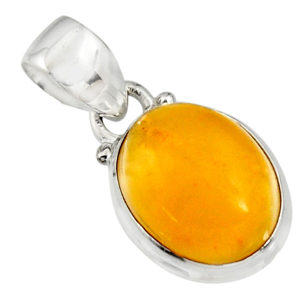 6.68cts natural yellow amber bone 925 sterling silver pendant jewelry r12890