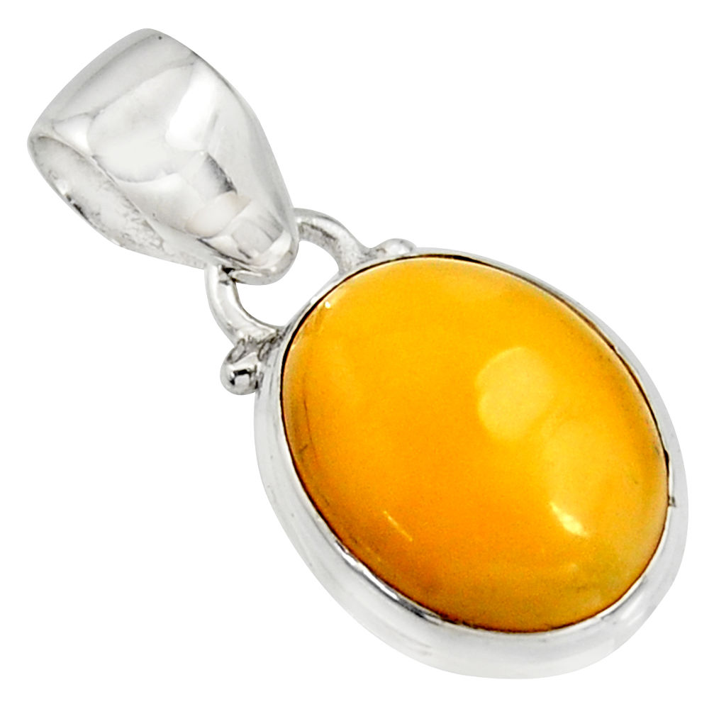 6.68cts natural yellow amber bone 925 sterling silver pendant jewelry r12892