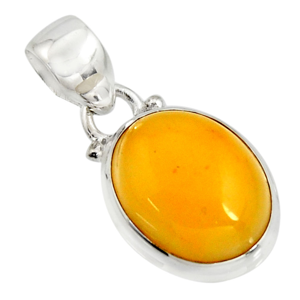 7.82cts natural yellow amber bone 925 sterling silver pendant jewelry r12893