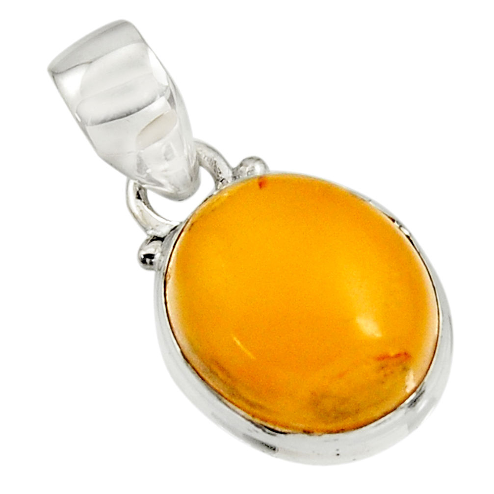 925 sterling silver 7.13cts natural yellow amber bone pendant jewelry r12894